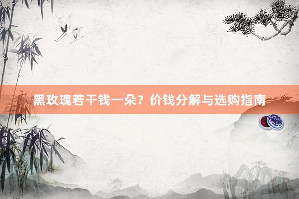 黑玫瑰若干钱一朵？价钱分解与选购指南